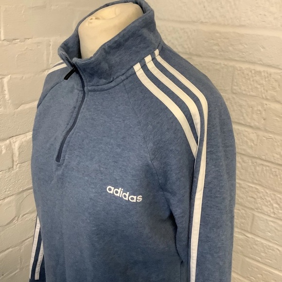 Adidas Quarter Zip Sweatshirt - Size L - Blue & White - P2P 21” - Picture 5 of 11